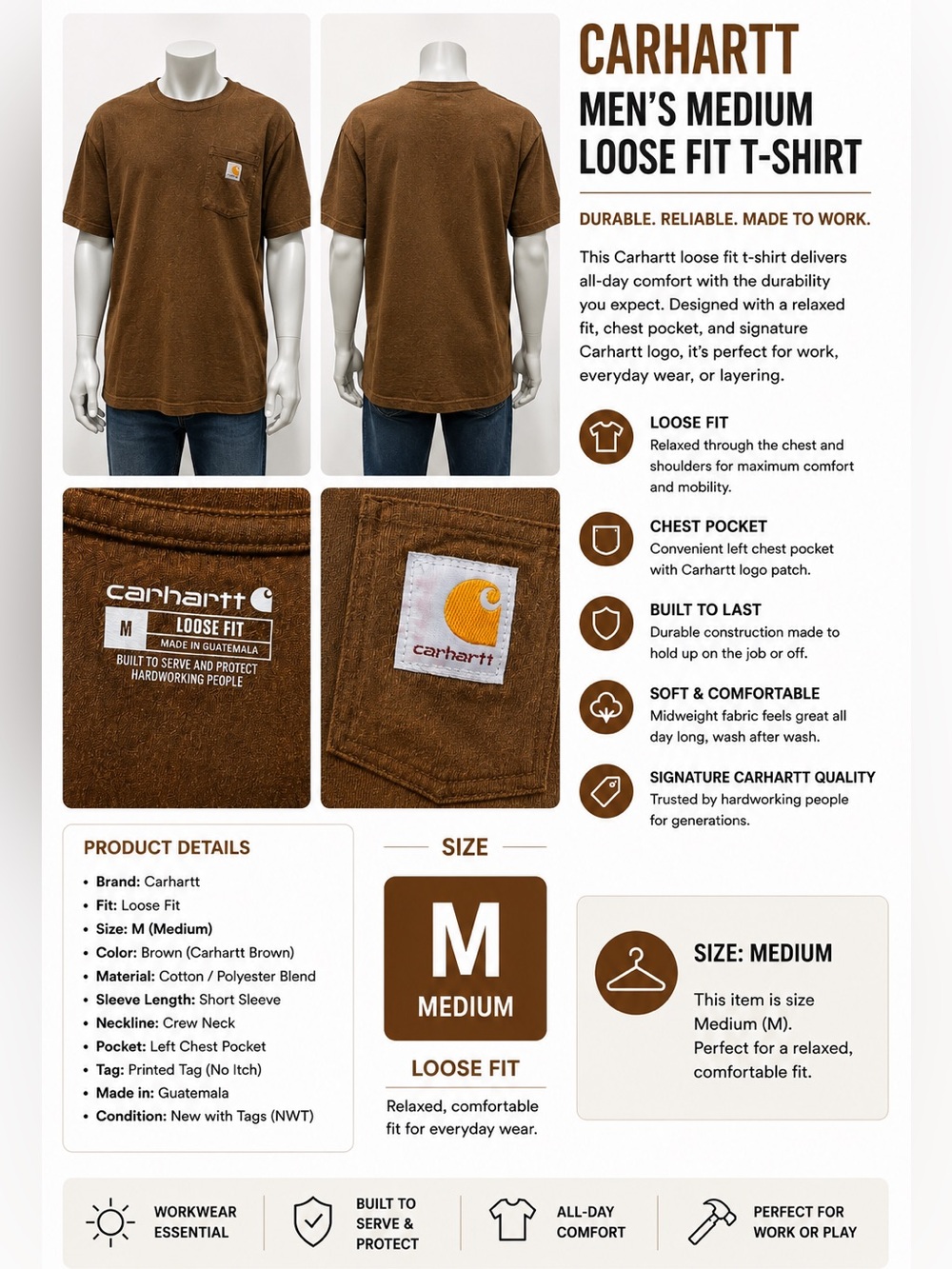 Carhartt Brown Workwear Pocket Tee